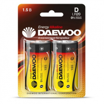 Батарейка DAEWOO ENERGY Alkaline LR20 BL2 (2шт)