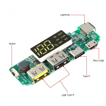 Модуль для Powerbank с быстрой зарядкой 2,4А